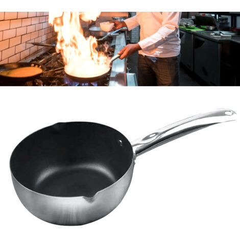 Casserole Japonaise à Bec Verseur 22cm Inox Anti-Adhérent et Lavable pour Soupe, Ramen et Congee