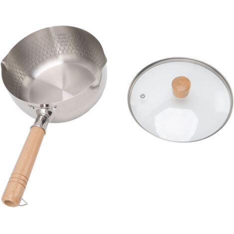 Casserole japonaise antiadhésive 20 cm de diamètre avec couvercle manche en bois marmite à soupe au lait en acier inoxydable pour la cuisine à domicile