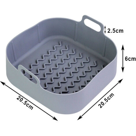 Casserole Silicone pour Friteuse à Air Multifonction Carré Onde Gris
