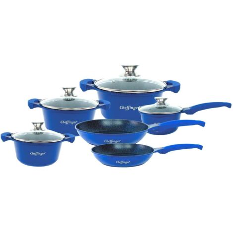Casseroles poeles et casseroles - bleu - 6 pcs
