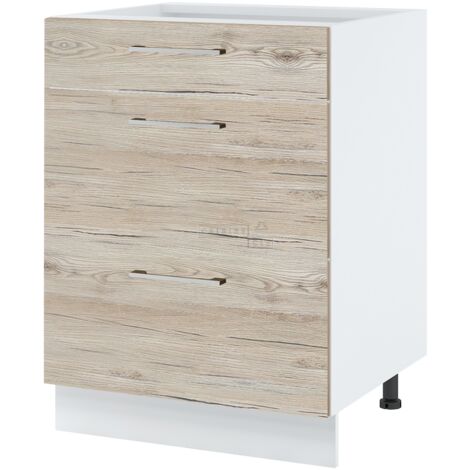 Casserolier Bellissi Noyer Blanchi L 60 cm -   Coulisses tiroir avec amortisseur Brown