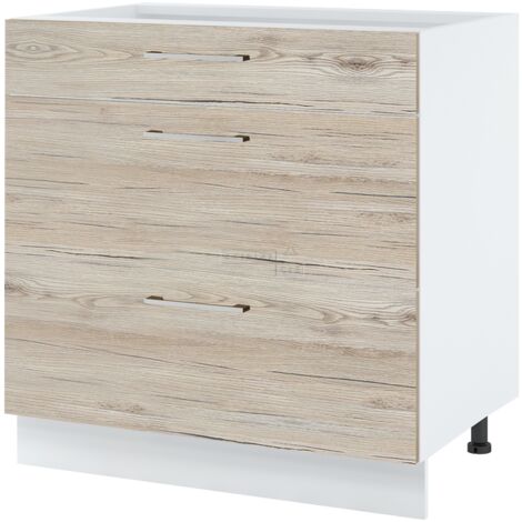 Casserolier Bellissi Noyer Blanchi L 80 cm -   Coulisses tiroir avec amortisseur Brown