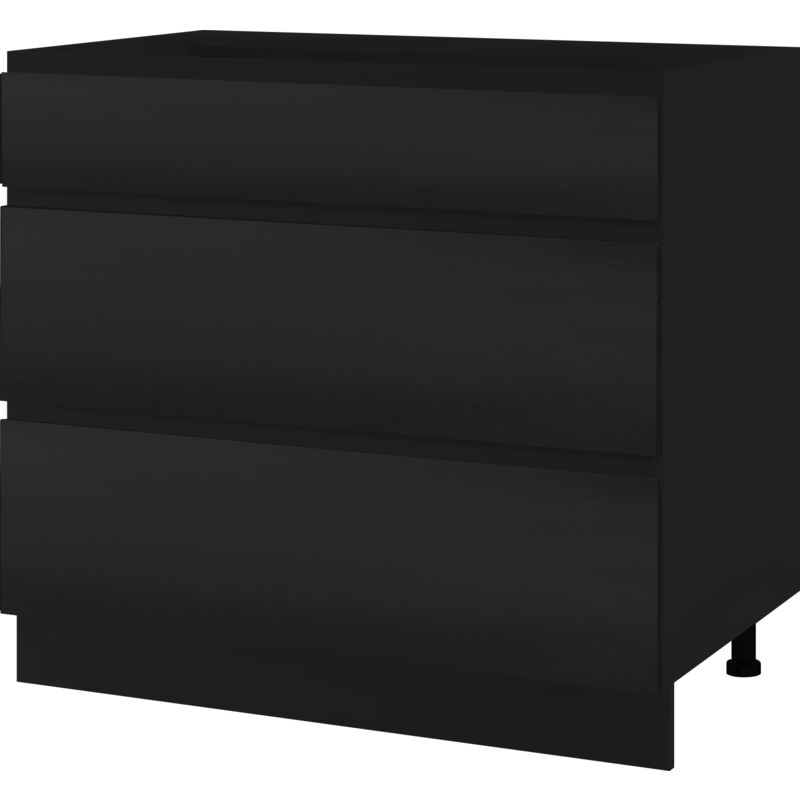 Casserolier Lovia Noir Mat l 90 cm Type de façade: Porte avec poignée intégrée