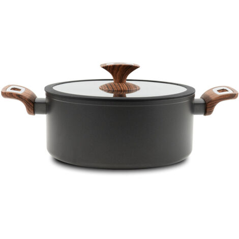 Casseruola Ø 24cm Antiaderente Induzione Silex Elegance Wood Nero