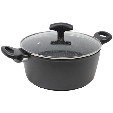 CASSERUOLA CON 2 MANICI + COPERCHIO IN VETRO MAORI D 20 CM COLORE GRIGIO ANTRACITE