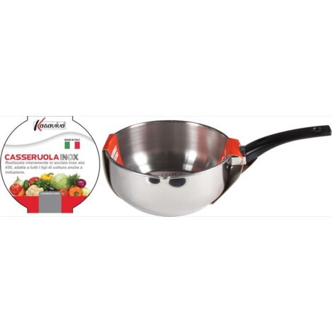 CASSERUOLA CON MANICO IN ACCIAIO INOX PER QUALSIASI FORNELLO 16 CM DIAMETRO