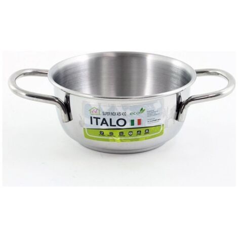 Casseruola fonda per induzione in acciaio con 2 manici Diam 12 cm