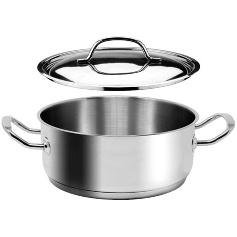 Casseruola induzione con coperchio 18 CM in acciaio inox 18/10 per bollire cuocere pasta verdure carne sugo con triplo fondo gas elettrico 2 manici