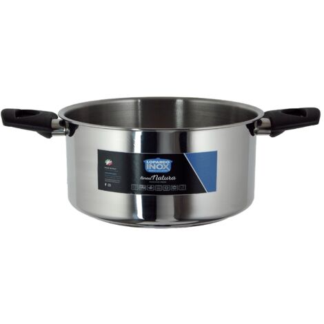 Casseruola Pentola ad induzione in acciaio inox 2 manici linea natura 22 cm