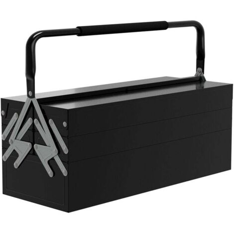Cassetta degli attrezzi DURHAND, cassetta degli attrezzi a 3 ripiani, acciaio, 56 x 20 x 41 cm (L x P x A), nero