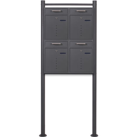 Cassetta delle lettere 2x2 V51 antracite Con supporto e finestrelle Cassetta postale
