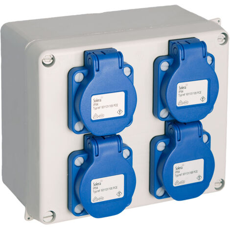 Cassetta di prese elettriche impermeabile blu 16,5x7x13,5 cm