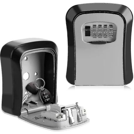 Cassetta di sicurezza con combinazione per chiavi, Per interno ed esterno,  Nera