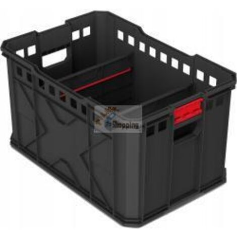 Cassetta di trasporto de con divisori de plastica, capacità de carico de fino a 50 kg, colore nero, 536 x 354 x 300 mm