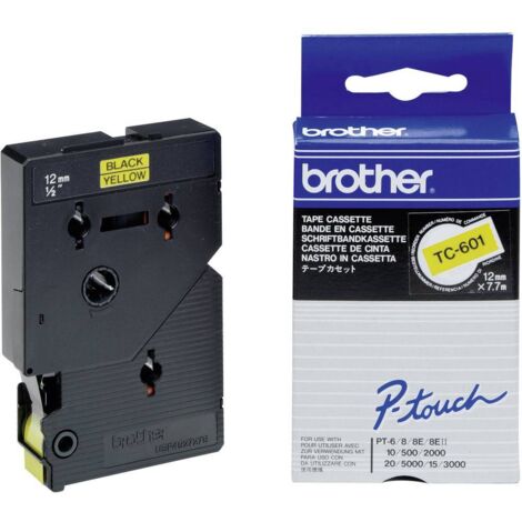 Cassetta nastro Brother TC TC-601 Colore Nastro: Giallo Colore carattere:Nero 12 mm 7.7 m