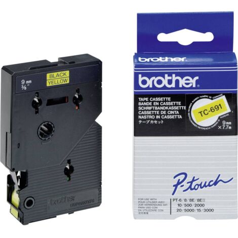 Cassetta nastro Brother TC TC-691 Colore Nastro: Giallo Colore carattere:Nero 9 mm 7.7 m