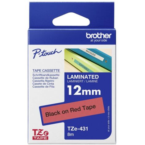 Cassetta nastro Brother TZe TZe-431 Colore Nastro: Rosso Colore carattere:Nero 12 mm 8 m