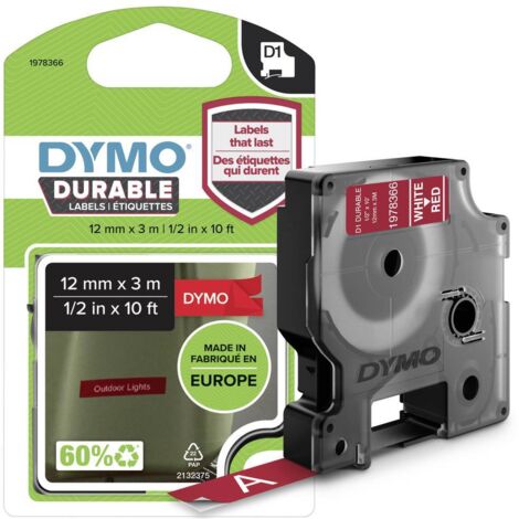 Cassetta nastro DYMO D1 1978366 Vinile Colore Nastro: Rosso Colore carattere:Bianco 12 mm 3 m