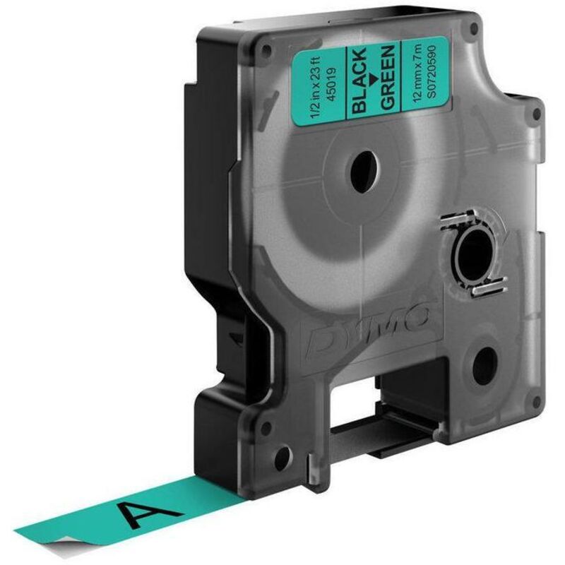 Dymo D1 Standard Black On Green 12mm Nastro Per Etichettatrice