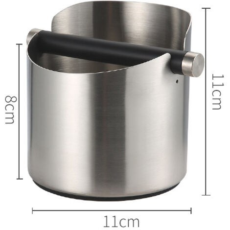 Cassetta per erogazione di caffè espresso, cassetta per macinacaffè in acciaio inox con asta erogatrice rimovibile, versione piccola in acciaio inox.