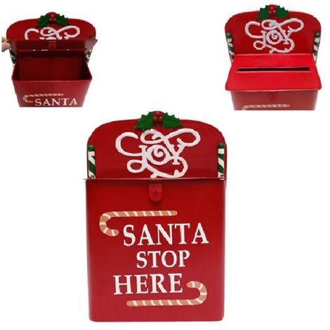 Cassetta per le letterine di Babbo Natale porta lettera natalizia rossa decorazioni addobbi bar hotel casa