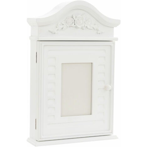 Cassetta porta chiavi 144305 in legno bianco 20 x 5 x 30 cm con 3 gancetti