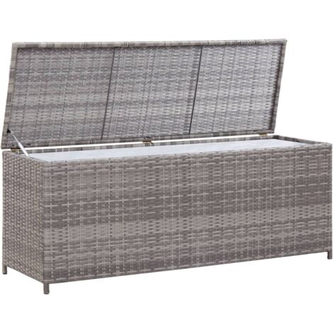 Cassetta portaoggetti per mobili da giardino 120 x 50 x 60 cm resina intrecciata grigia 020013080
