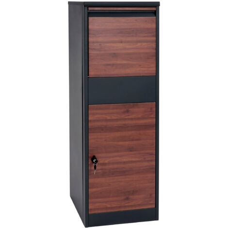 Cassetta portapacchi da terra con serratura 140x46x45 acciaio effetto legno antracite testa di moro 040005914
