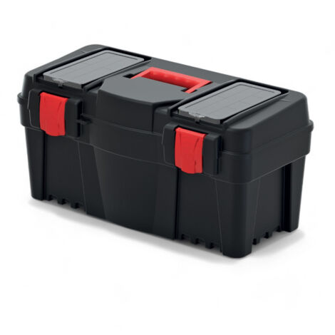 Cassetta portautensili in polipropilene con cerniere ABS maniglia ergonomica vassoio estraibile e chiusure laterali - 40x20xH19 cm