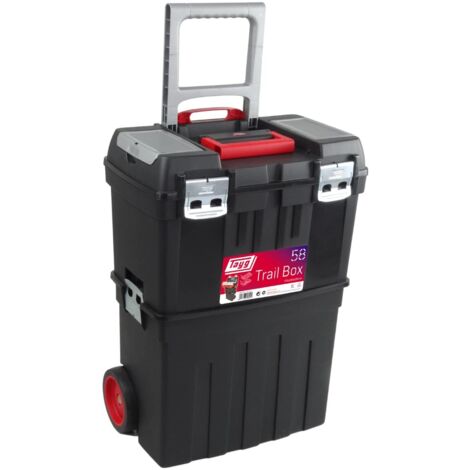 Cassetta portautensili su ruote con vassoio e scatola, 470x290x630 mm, 85,8 L