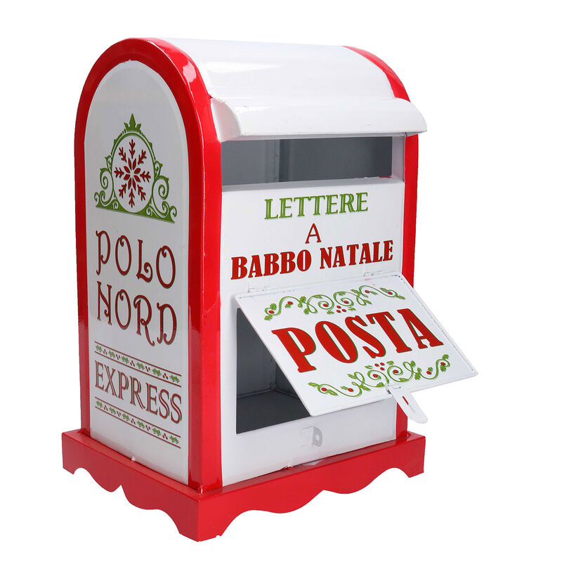 Image of Cassetta posta in Metallo rosso bianco cm 20x22,5xh33