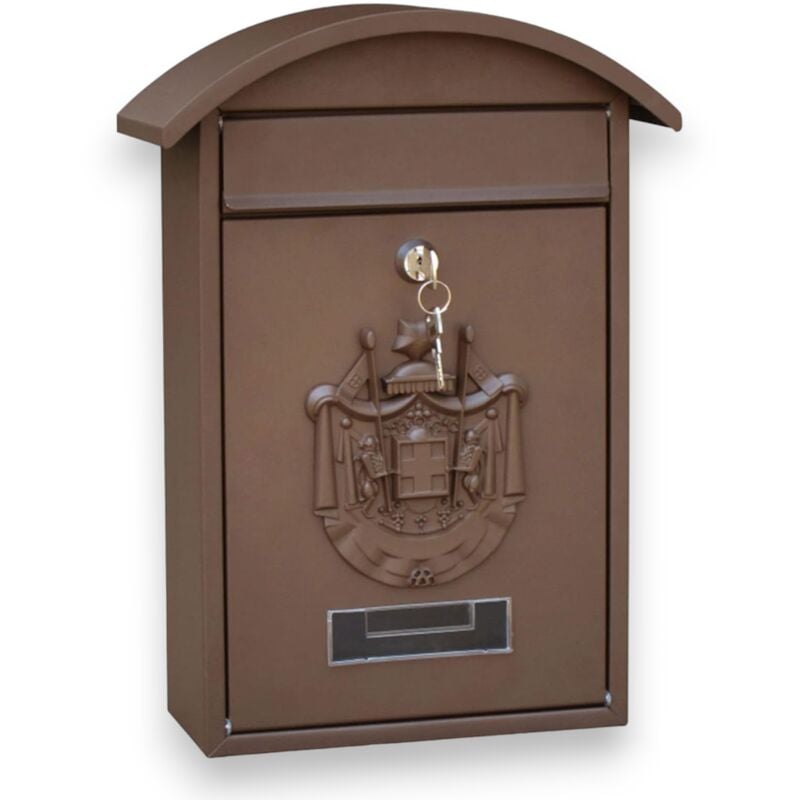 Image of No Brand - Cassetta postale 21x6x31 cm in metallo verniciato marrone con tettuccio