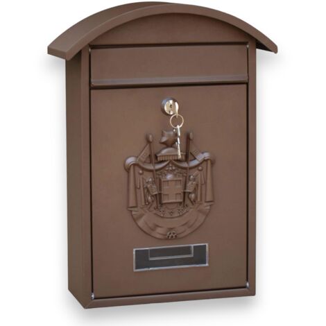 Cassetta postale 21x6x31 cm in metallo verniciato marrone con tettuccio