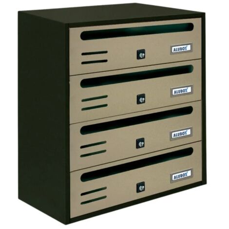 Cassetta Postale Alubox Cubo/R 4 Posti Sabbia