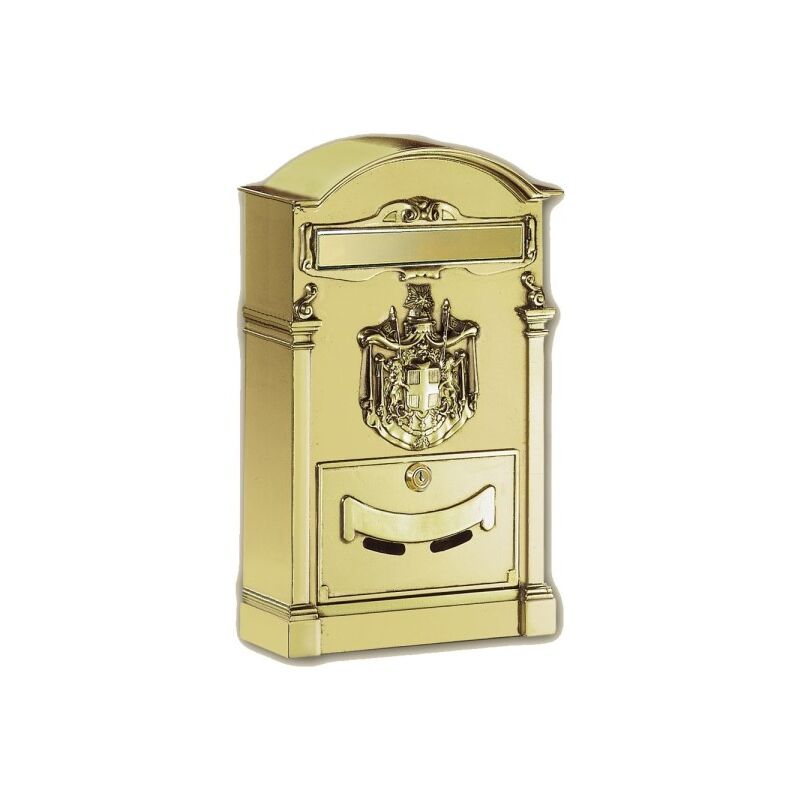 Image of Trade Shop - Cassetta Postale Buca Lettere In Stile Antico Classico In Alluminio Verniciato Oro - Oro