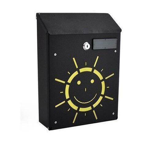 Cassetta Postale Buca Portalettere con Serratura + 2 chiavi misure 21x8 x h30 cm – decorazione SOLE