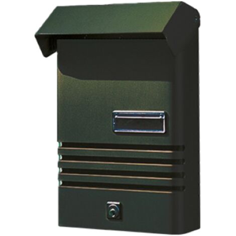 Cassetta postale da esterno in alluminio verniciato grigio ghisa formato rivista con tetto e serratura a cilindro alubox xe.r/vr 048059