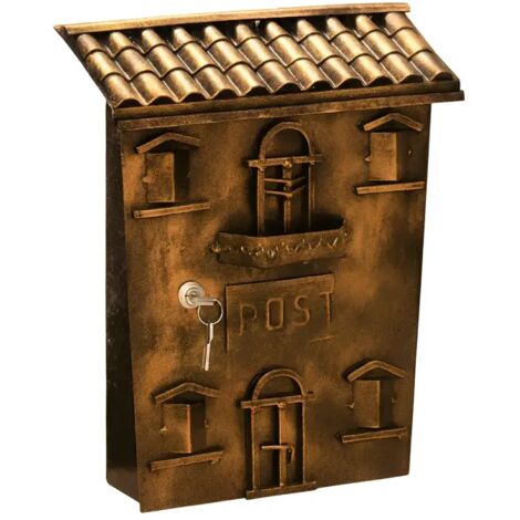 Cassetta Postale da Esterno in Ferro Ramata a Casetta Tetto Antipioggia