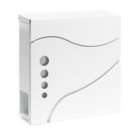 Cassetta postale da parete di design con scomparto per giornali in acciaio zincato 37 x 37 x 10,5 cm bianco 160000084