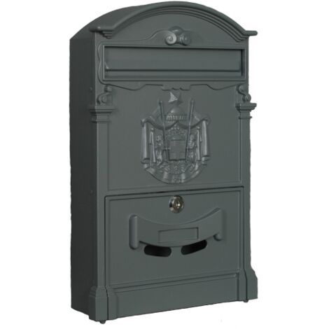 KASART Cassetta postale decorata in alluminio grigio antracite cm 25,5x9xH41 a parete per ogni tipo di residenza Regia Residence Domus