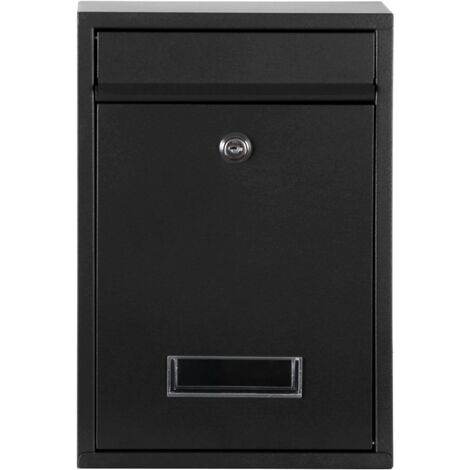 CASSETTA POSTALE DELLA POSTA DA PARETE GIORNALI CON FINESTRA TARGHETTA SERRATURA CON CILINDRO E COPERTURA Scegli - Nera - 32x22x9
