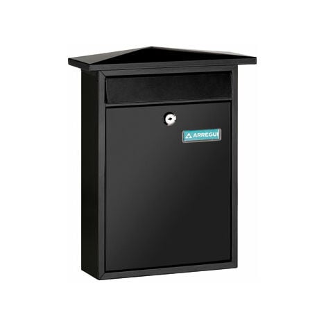 Cassetta postale con tetto e chiave a cilindro per esterni nera -  cm.21x6x31h. - colore nero