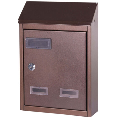 CASSETTA POSTALE IN FERRO BATTUTO COLORE NERO/RAME CON TETTO-701BIS 23x9xH29cm