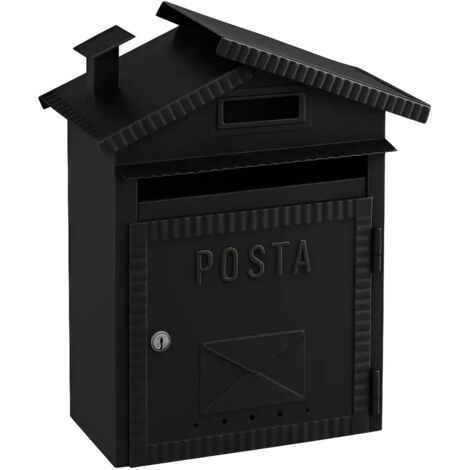 Cassetta Postale in Ferro Battuto Nero da Esterno Modello Casetta