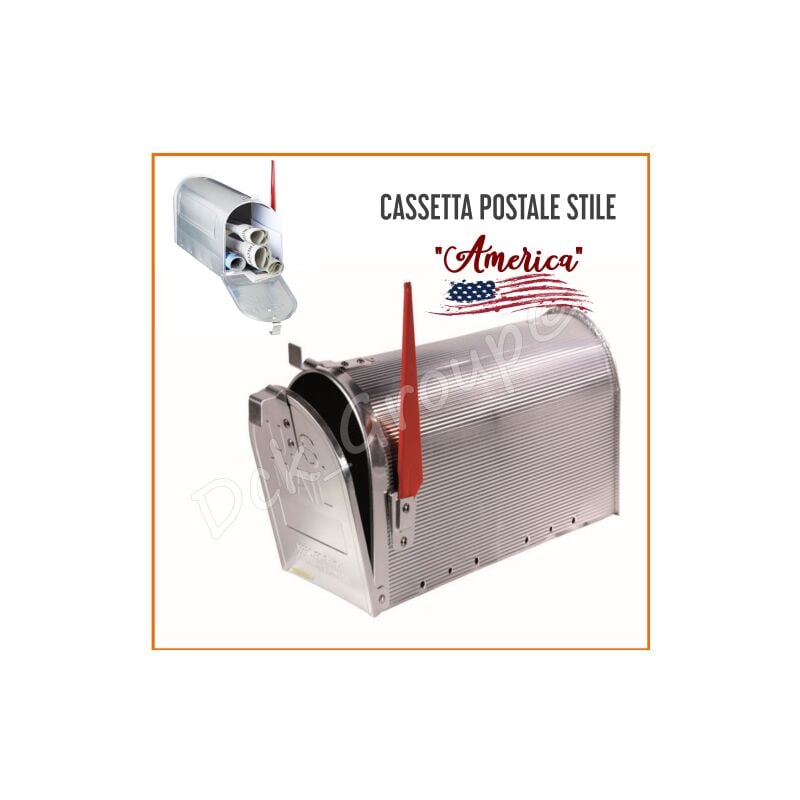 Image of Cassetta Postale Stile Americano Topolino USA Posta Esterno Alluminio Bandierina MAURER