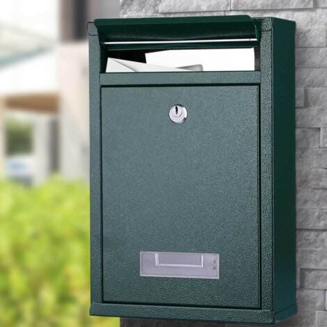 BAKAJI Cassetta Postale Parete in Acciaio Buca Lettere Posta Esterno con Chiave Verde