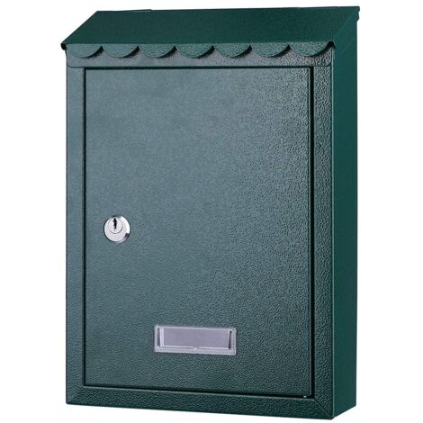 Cassetta Postale Parete in Acciaio Porta Lettere Posta Esterno con Chiave Verde
