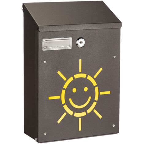 Cassetta Postale Porta Lettere Blinky Sole Acciaio Nero 21X8,5X30H cm