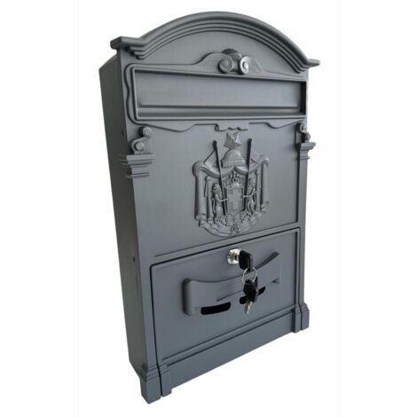 Cassetta Postale Portariviste in alluminio 255x88x405H cm Classico Colore Grigio Colore Grigio