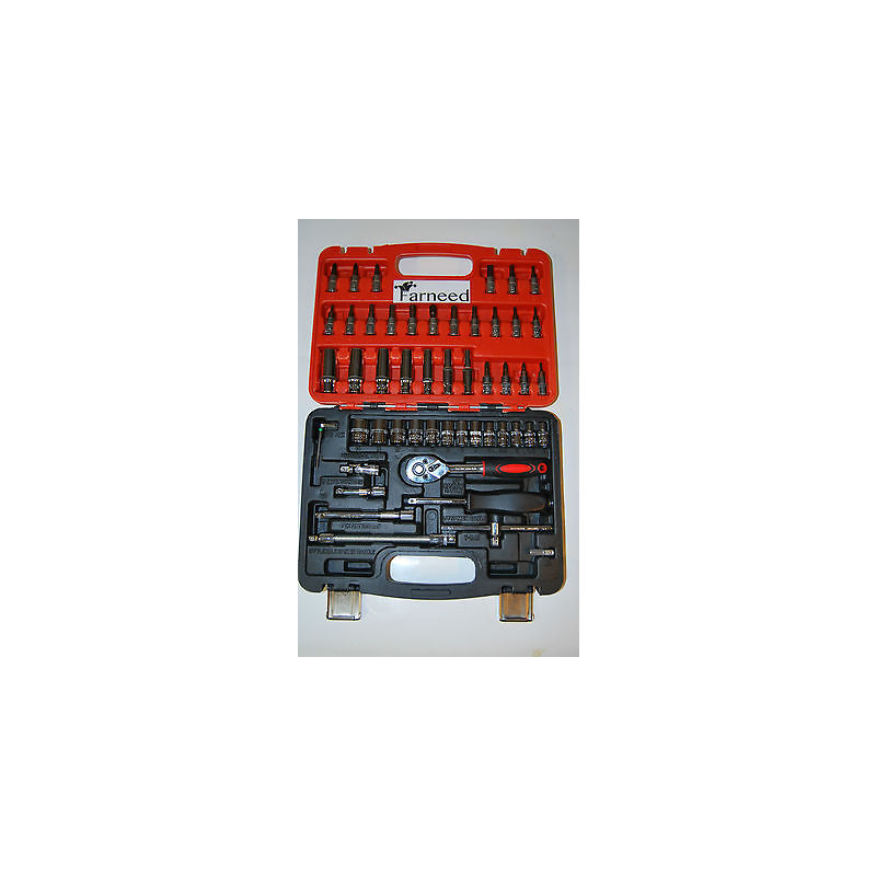 Image of Cassetta set chiavi bussola con cricchetto 53 pezzi chrome vanadium in valigetta